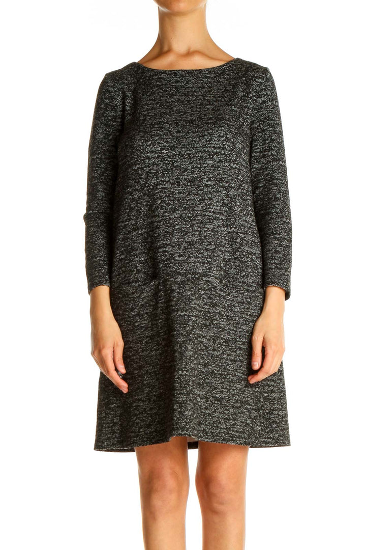 Gray Textured Day Shift Dress