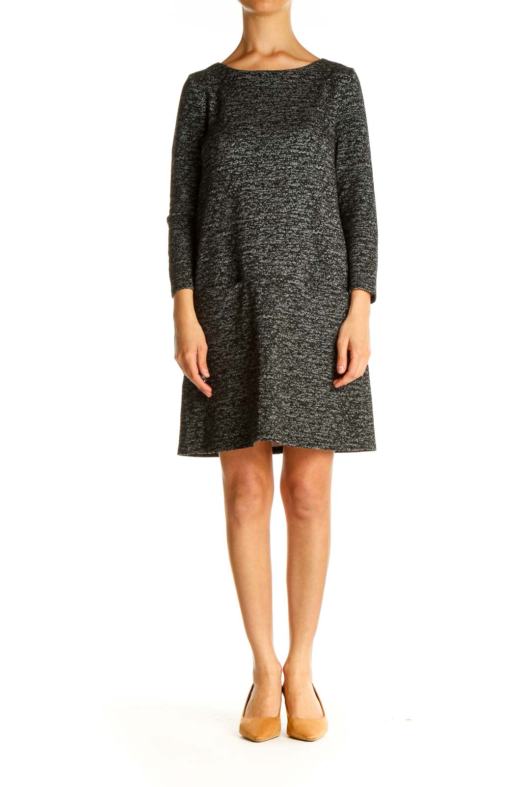 Gray Textured Day Shift Dress