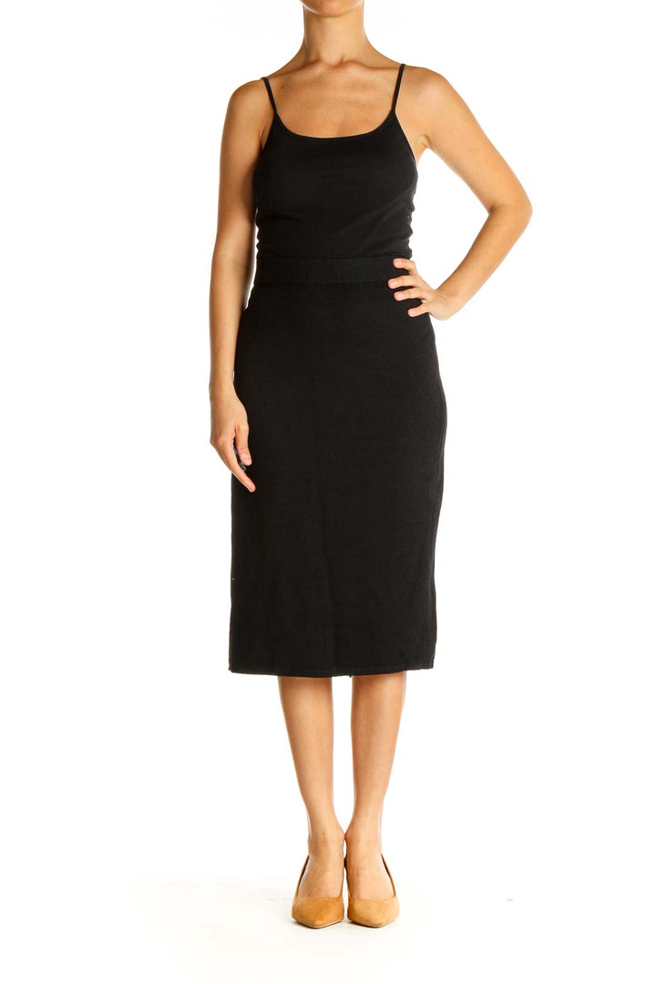 Black Solid Brunch Pencil Skirt