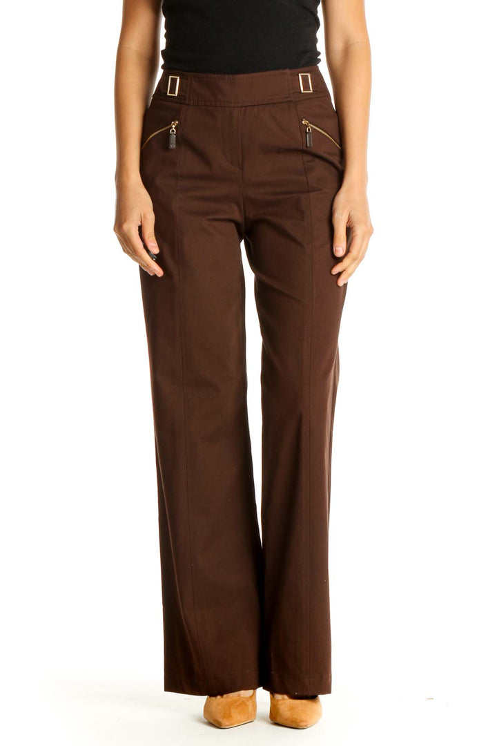 Brown Solid All Day Wear Trousers