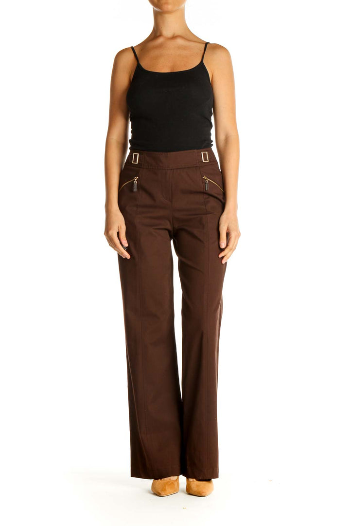 Brown Solid All Day Wear Trousers