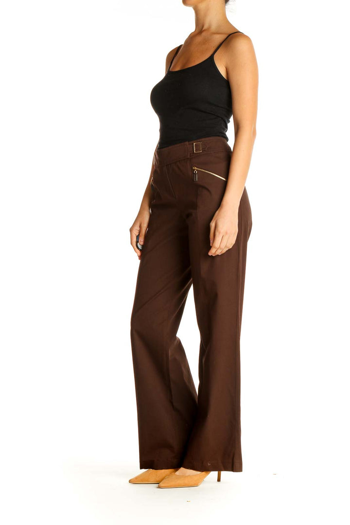 Brown Solid All Day Wear Trousers