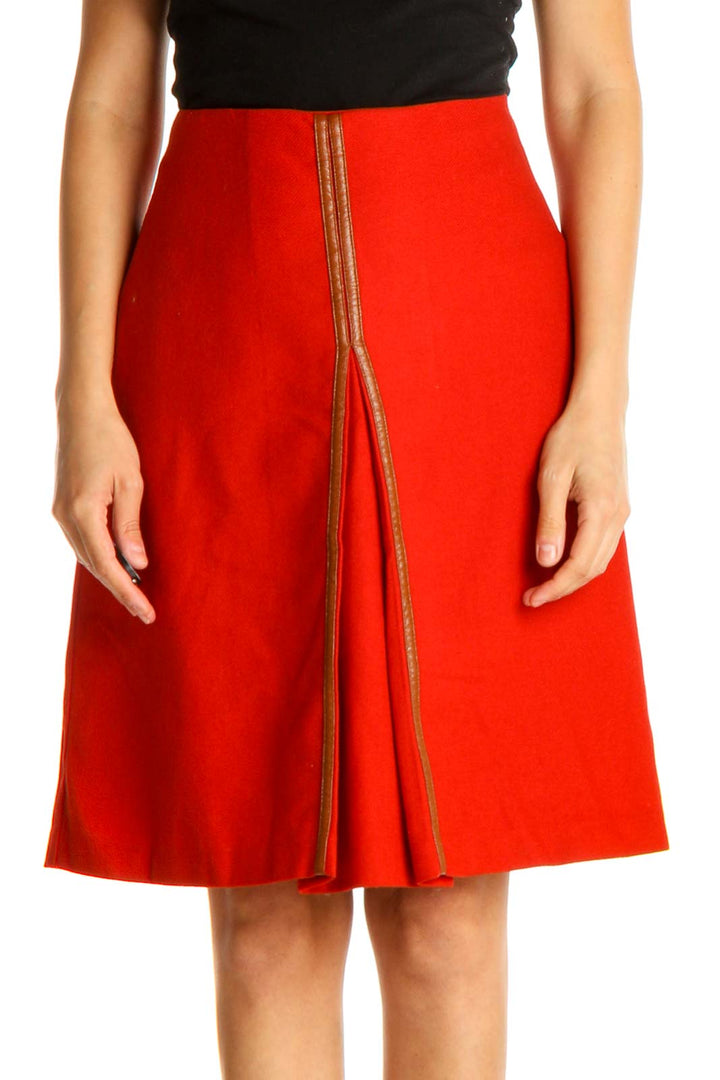 Red Colorblock Brunch A-Line Skirt