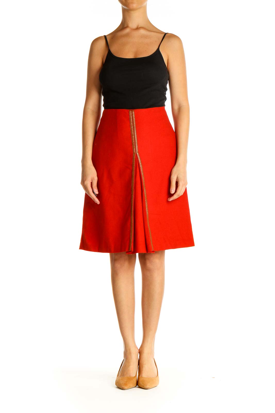 Red Colorblock Brunch A-Line Skirt