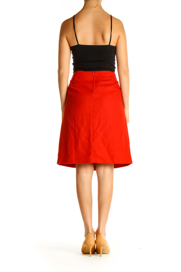 Red Colorblock Brunch A-Line Skirt