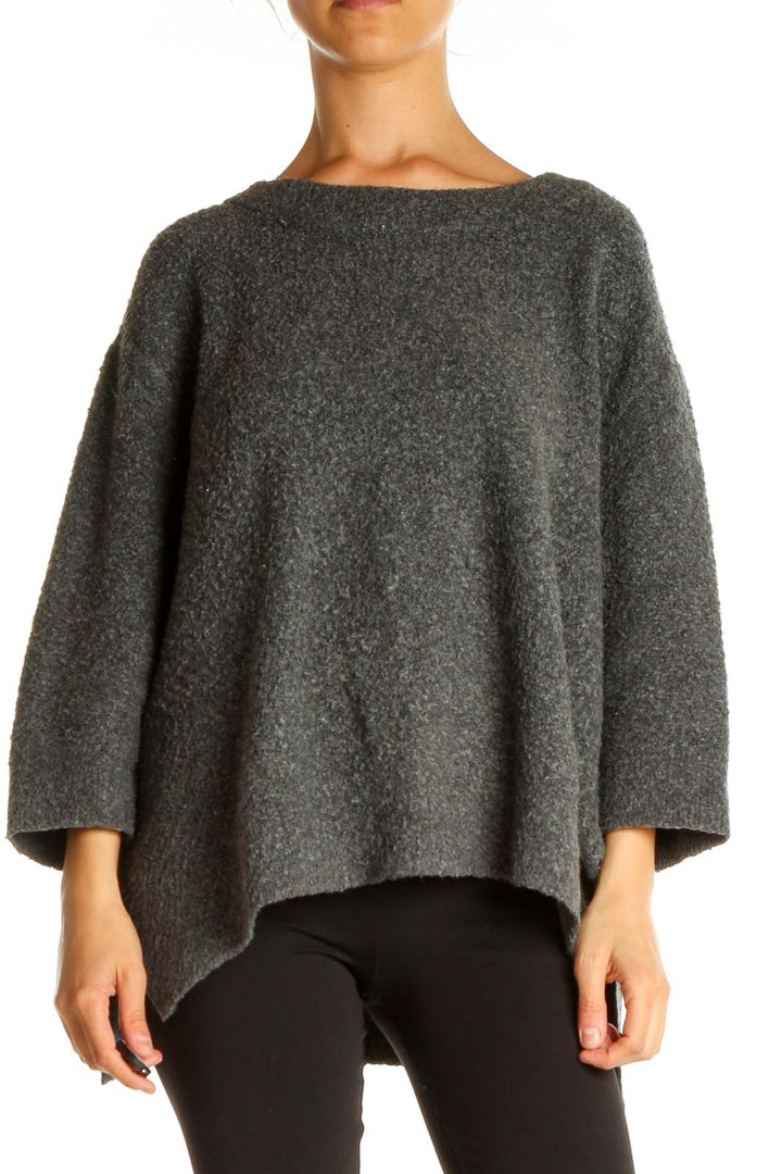 Gray Textured All Day Wear Sweater