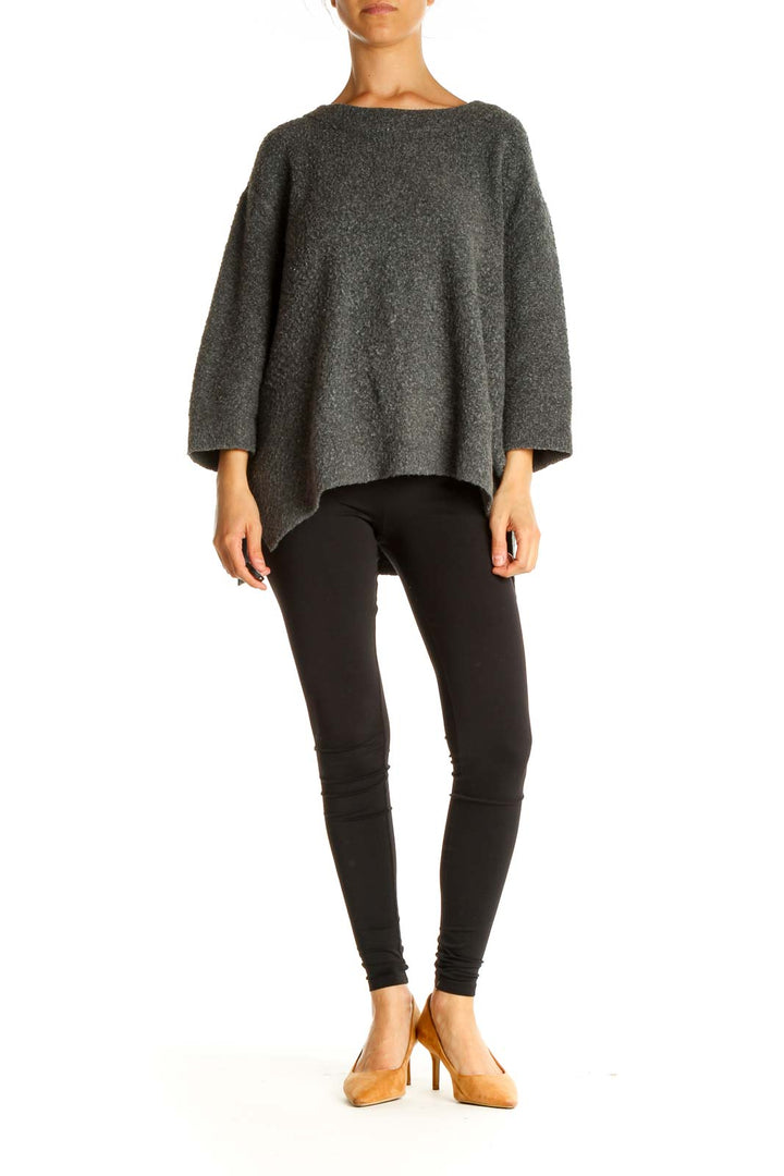 Gray Textured All Day Wear Sweater