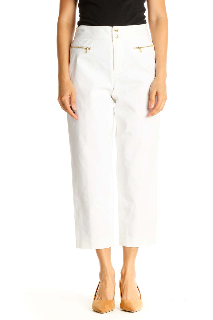 White Printed All Day Wear Capri Pants