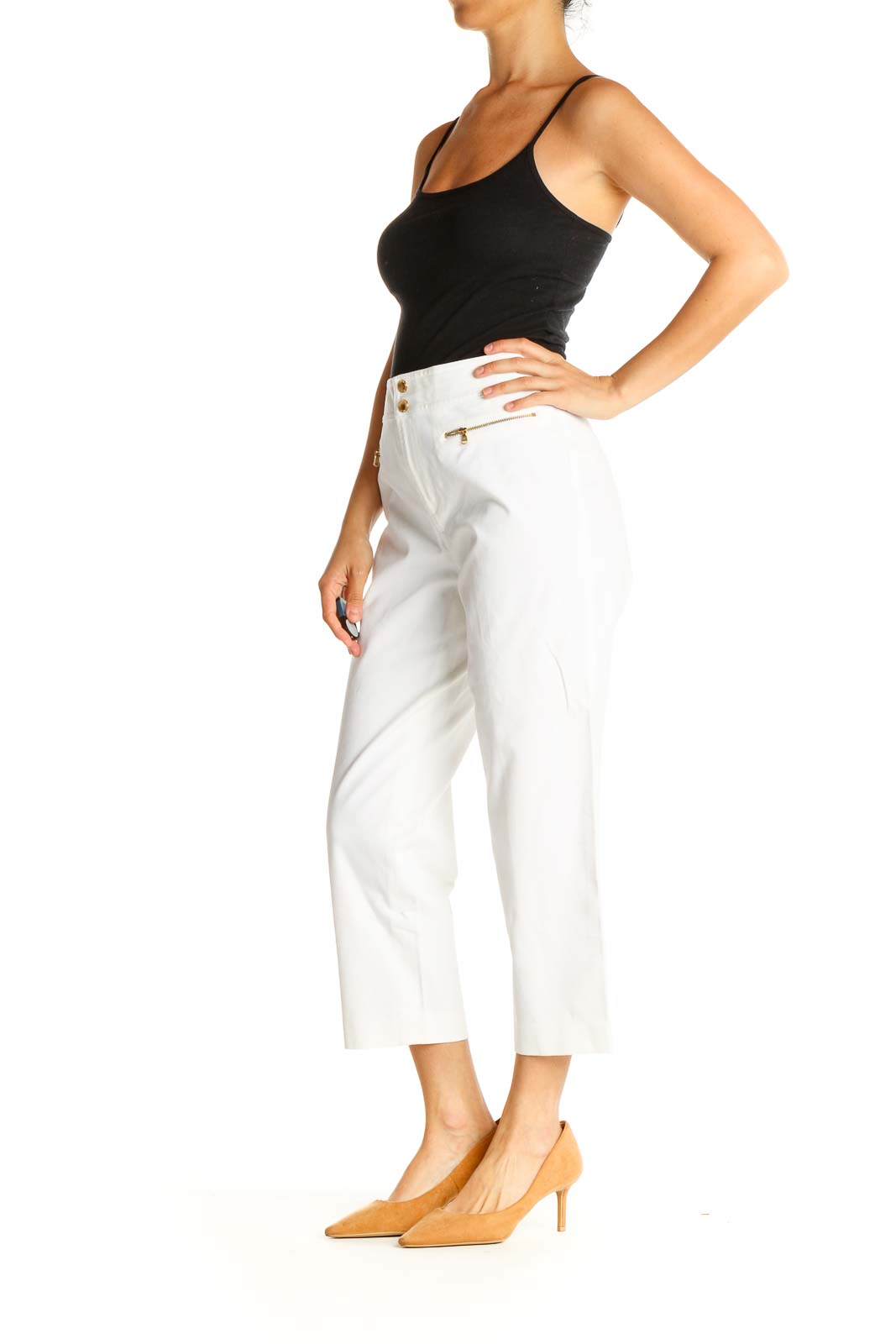 White Printed All Day Wear Capri Pants