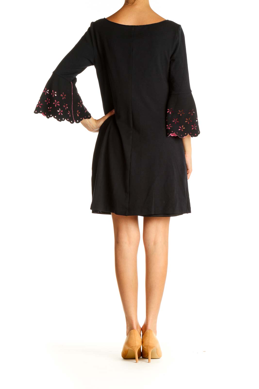 Black Solid Day Shift Dress