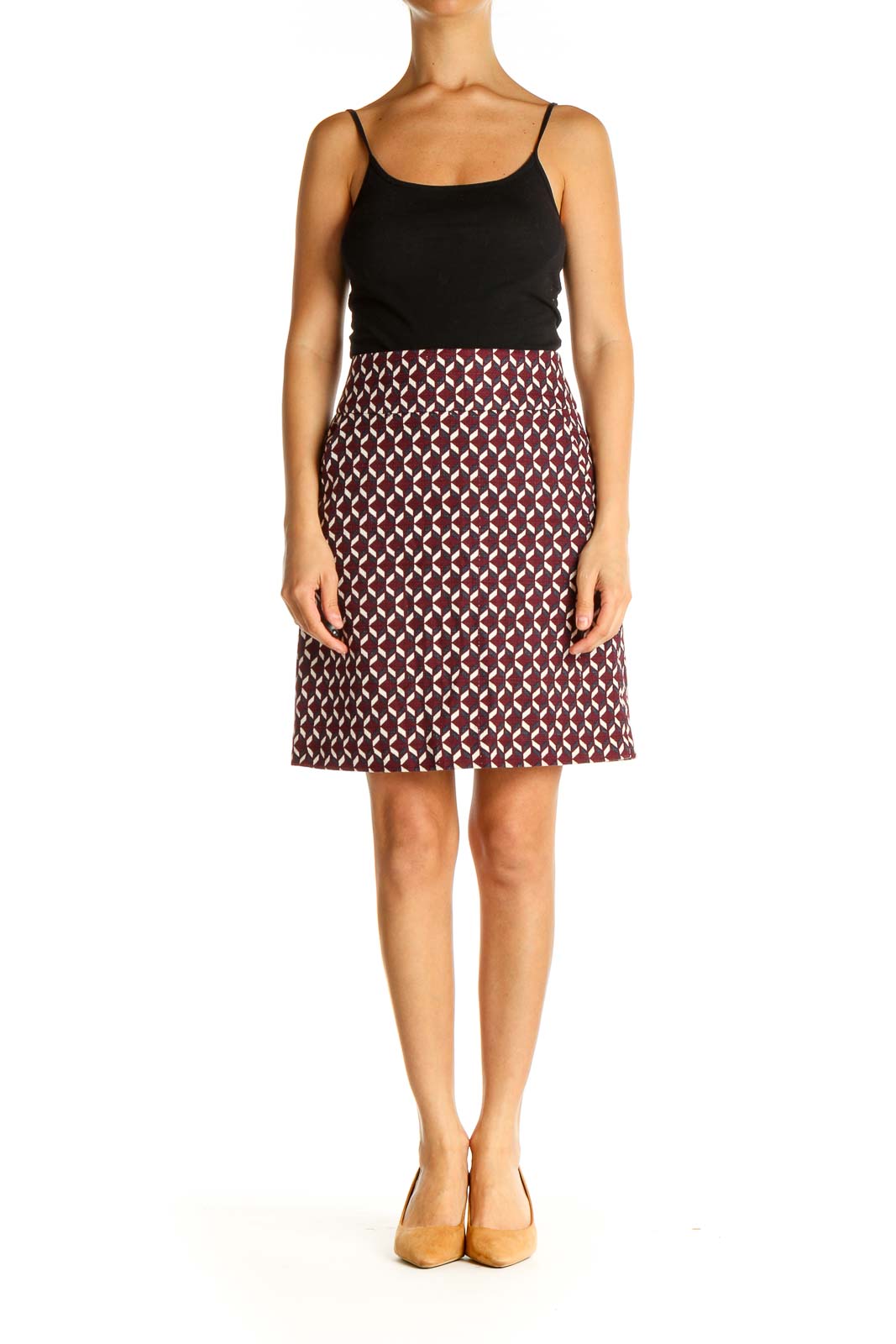 Red Printed Holiday A-Line Skirt