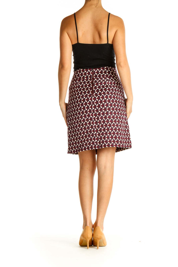 Red Printed Holiday A-Line Skirt