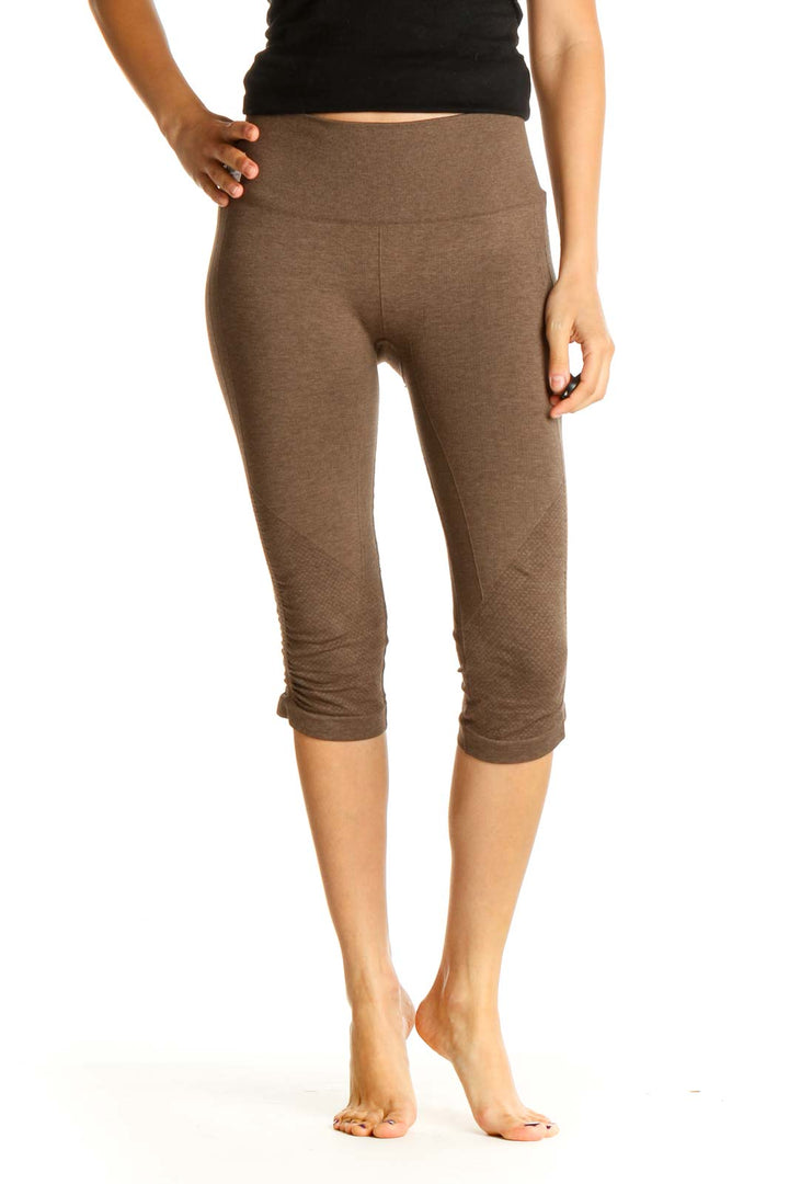 Brown Textured All Day Wear Leggings