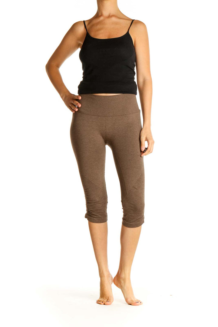 Brown Textured All Day Wear Leggings