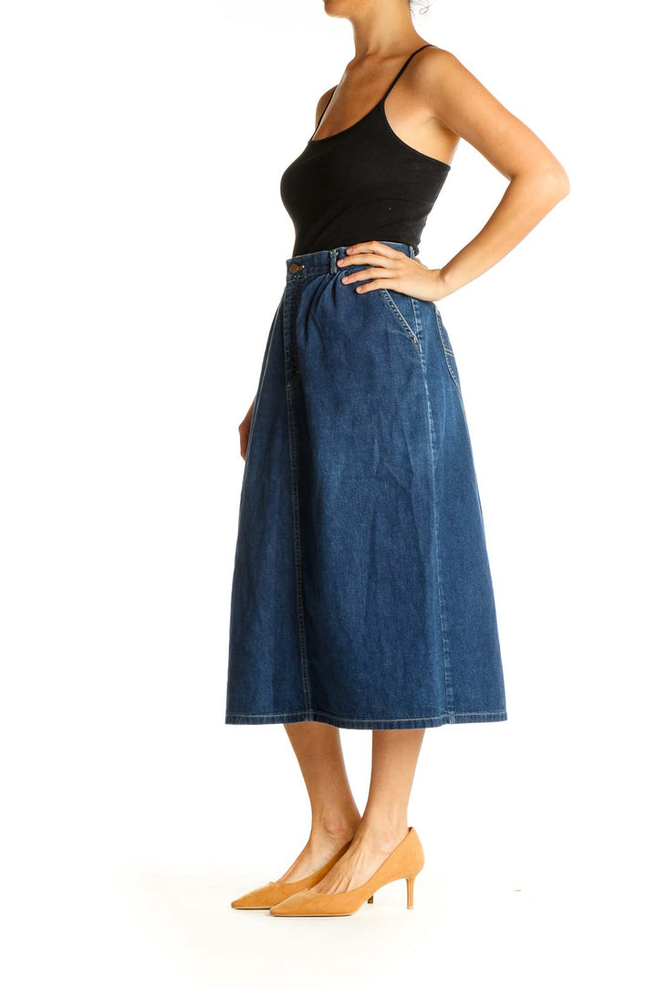 Blue Denim All Day Wear A-Line Skirt