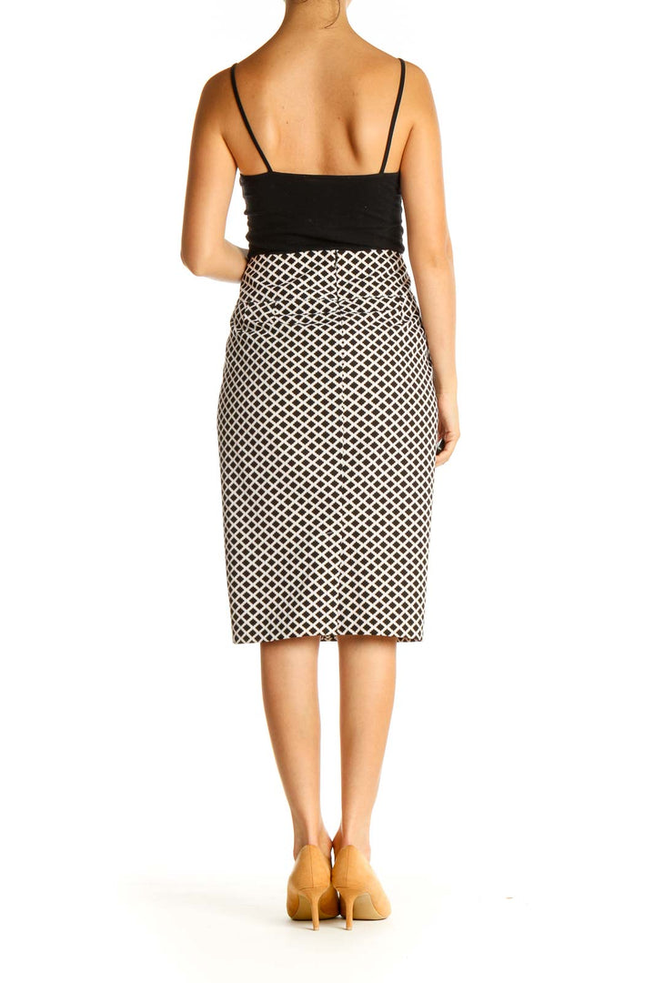 Black Geometric Print Brunch Straight Skirt