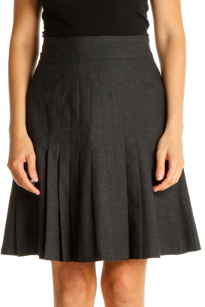 Gray Textured Chic Flared Skirt