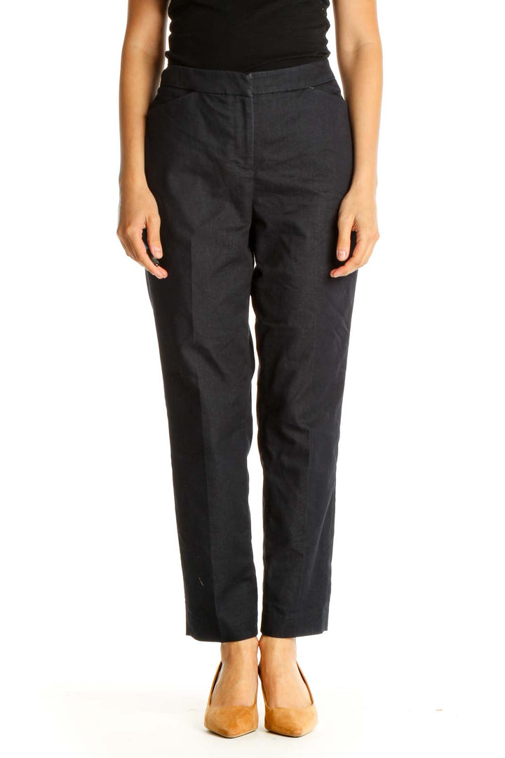 Blue Solid All Day Wear Trousers