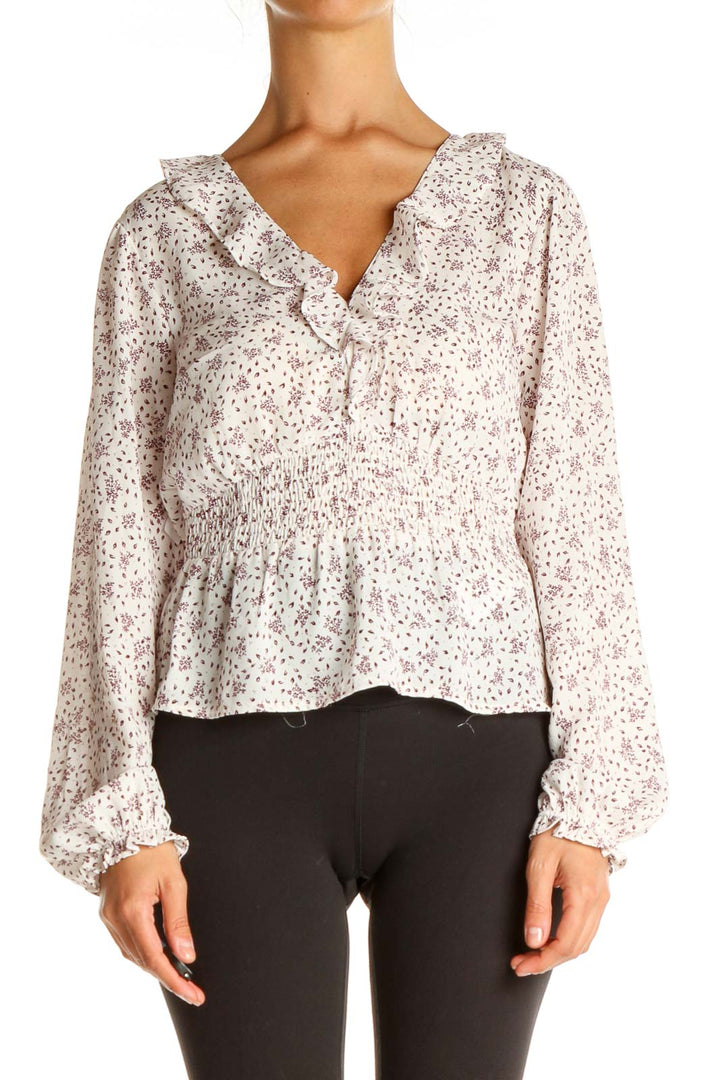 White Floral Print All Day Wear Blouse