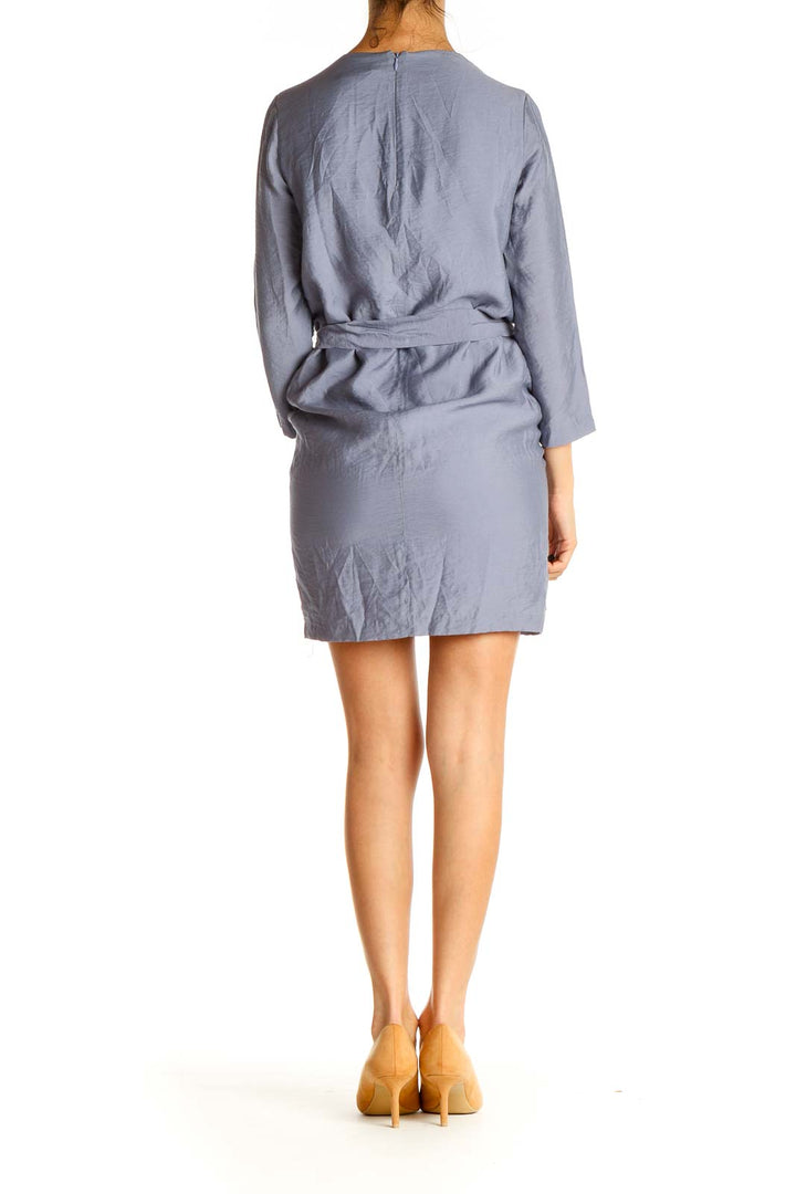 Gray Solid Tie Sheath Dress