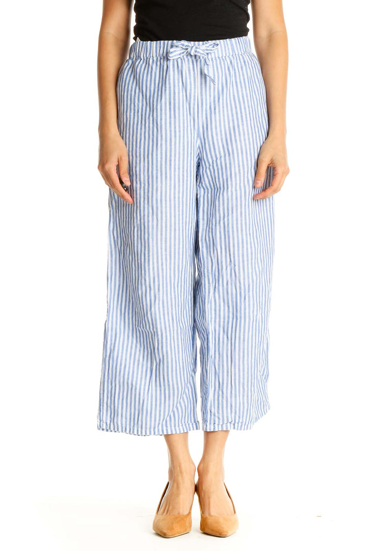 Blue Striped All Day Wear Culottes Pants