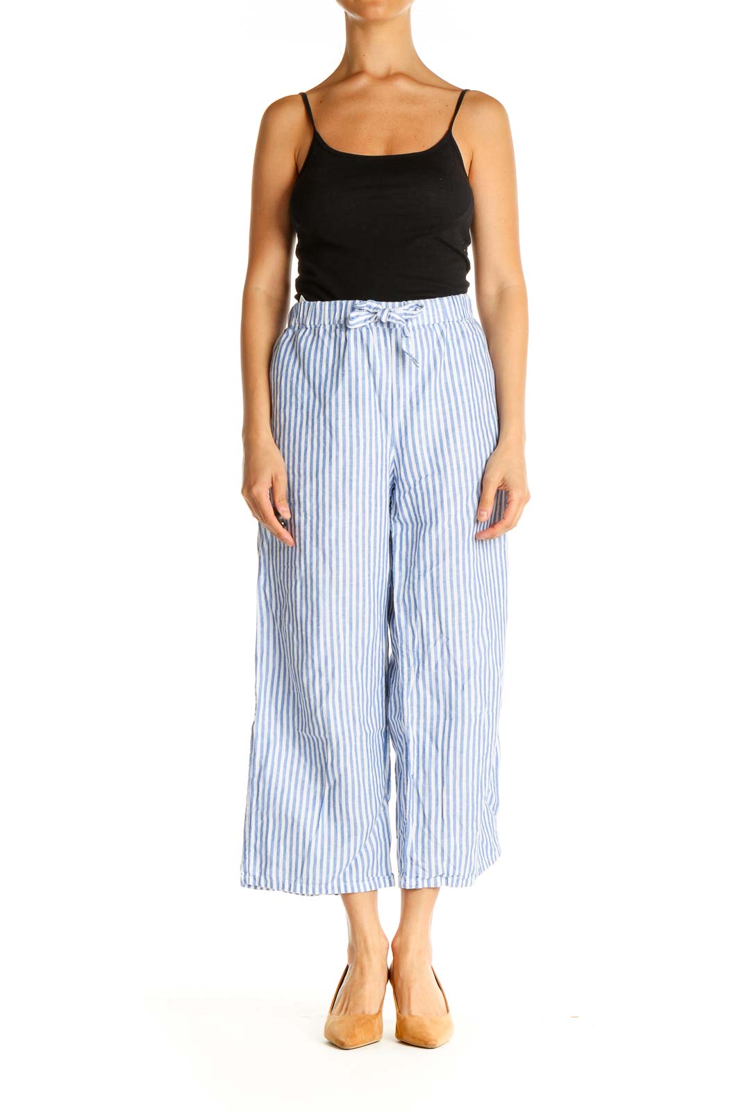 Blue Striped All Day Wear Culottes Pants