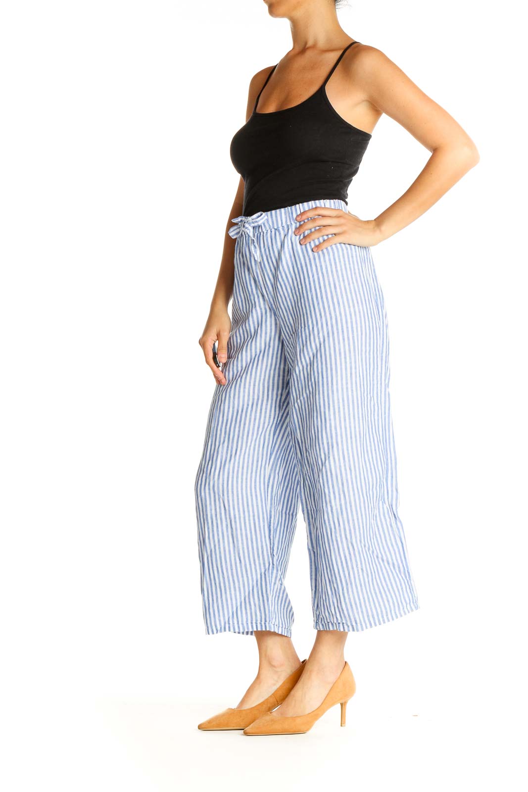 Blue Striped All Day Wear Culottes Pants