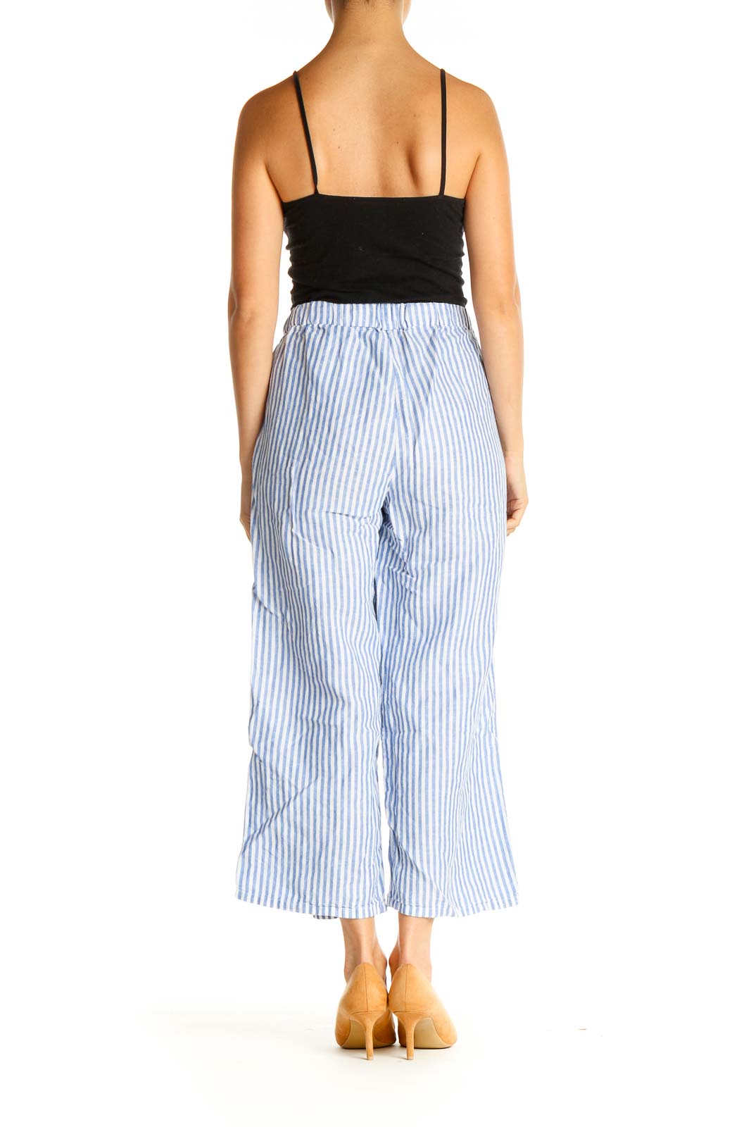 Blue Striped All Day Wear Culottes Pants