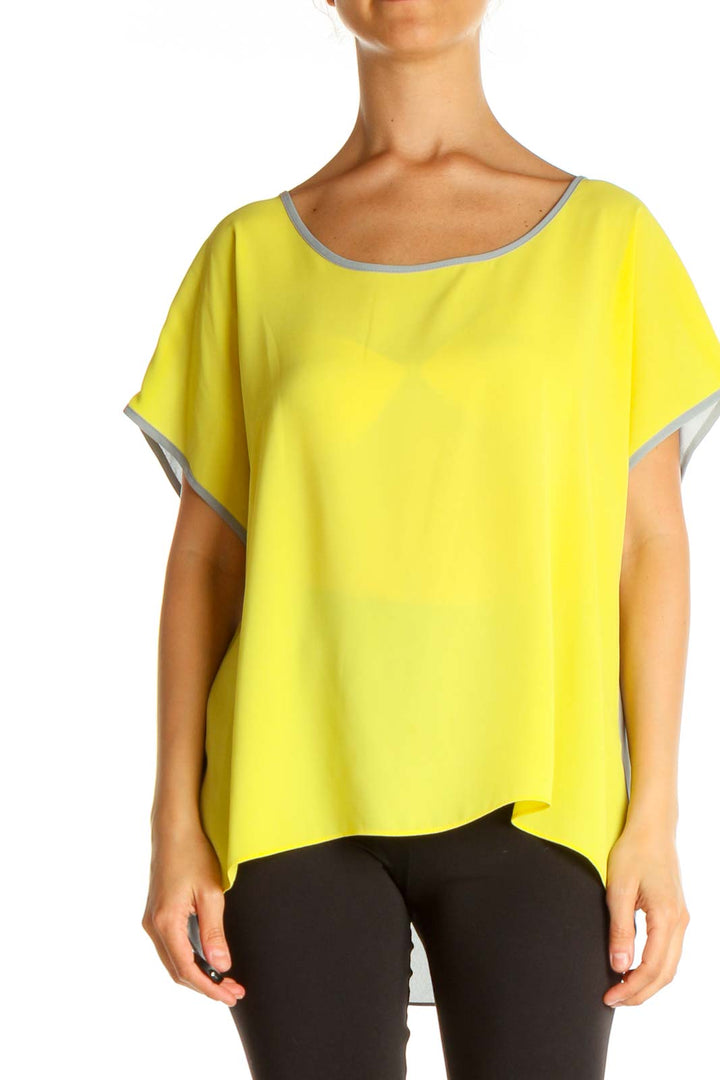 Yellow Colorblock Casual Blouse