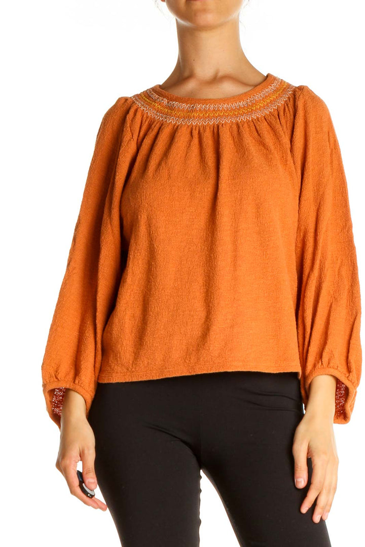 Orange Solid All Day Wear Blouse