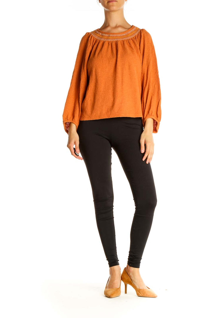 Orange Solid All Day Wear Blouse