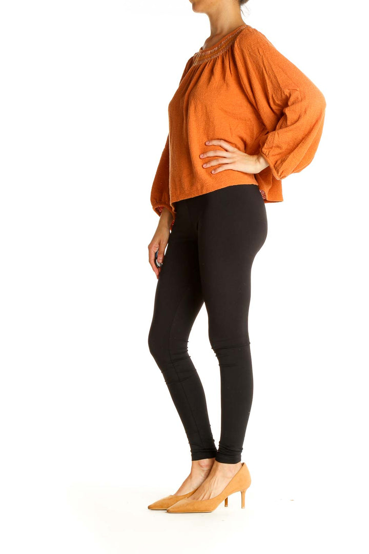 Orange Solid All Day Wear Blouse