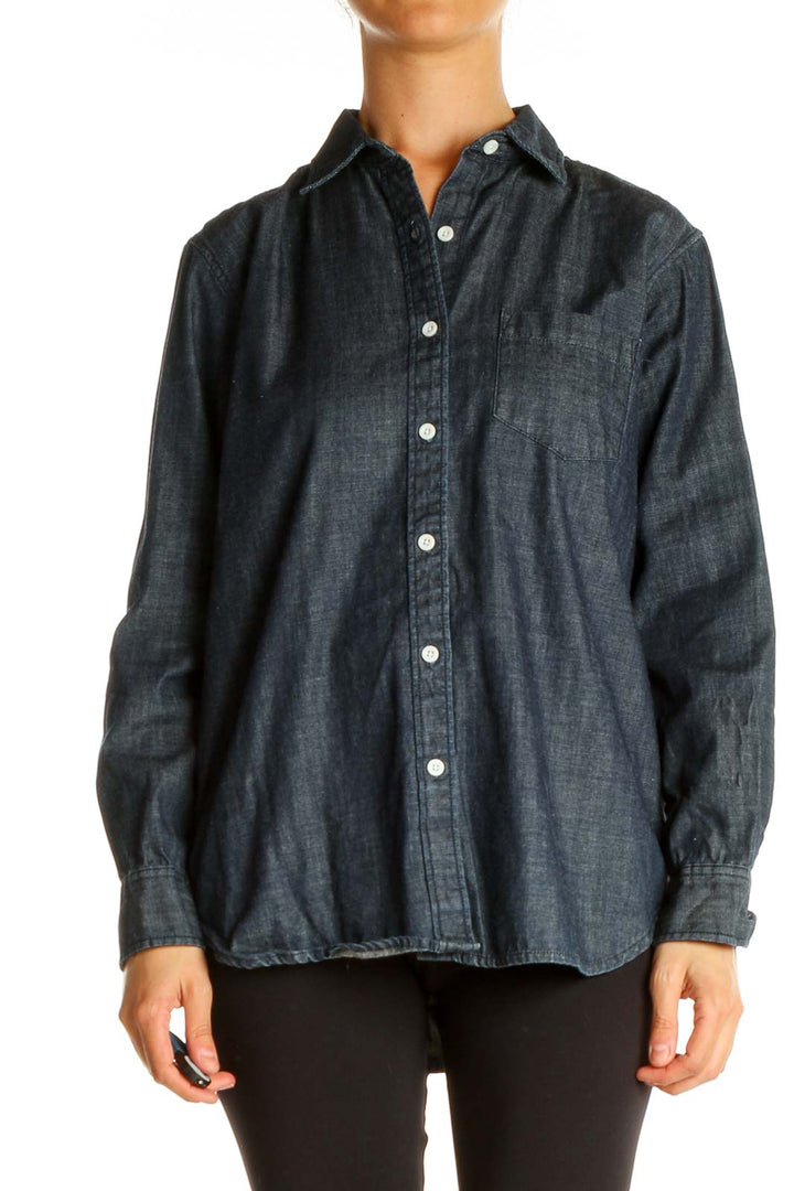 Blue Solid Casual Shirt