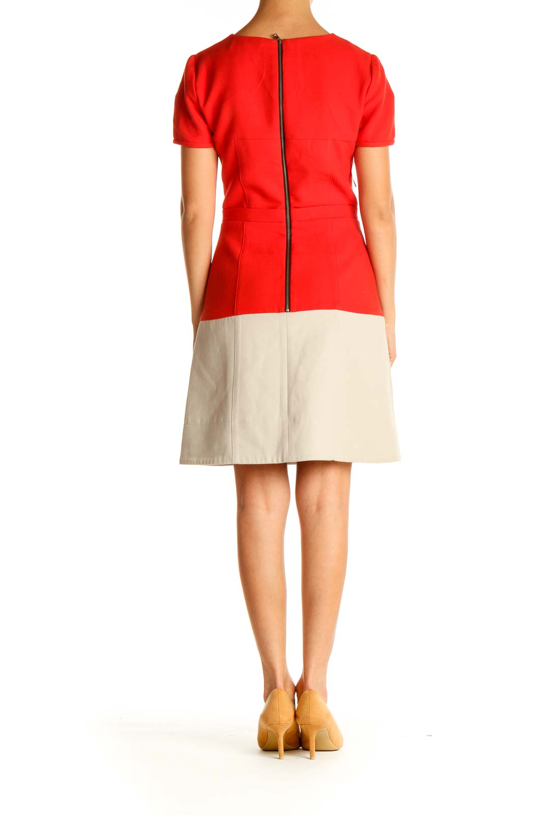 Red Colorblock Work Sheath Dress