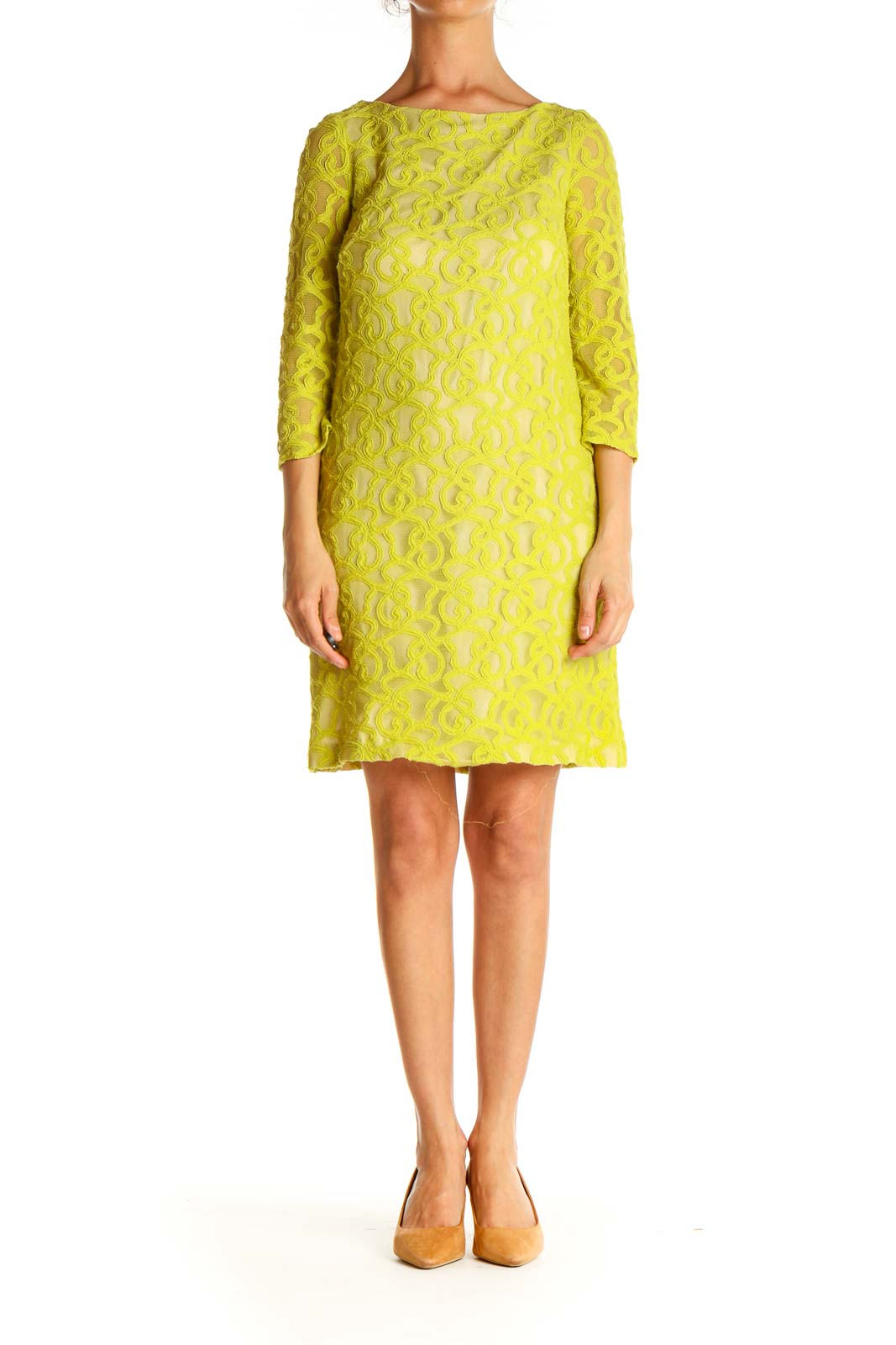 Yellow Lace Day Shift Dress