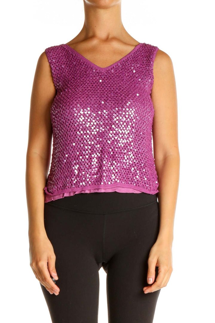 Purple Sequin Party Blouse