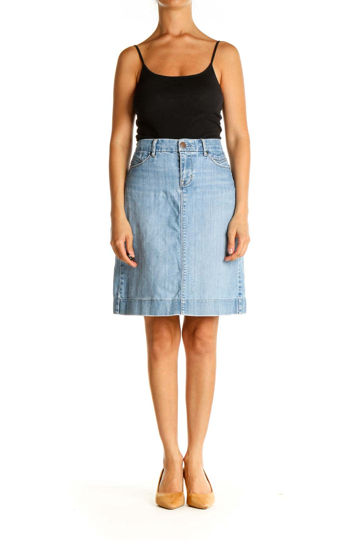 Blue Denim Chic A-Line Skirt