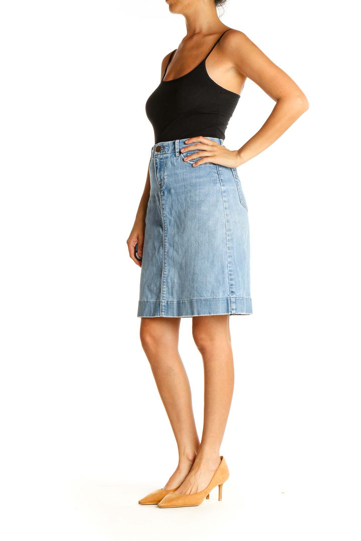 Blue Denim Chic A-Line Skirt