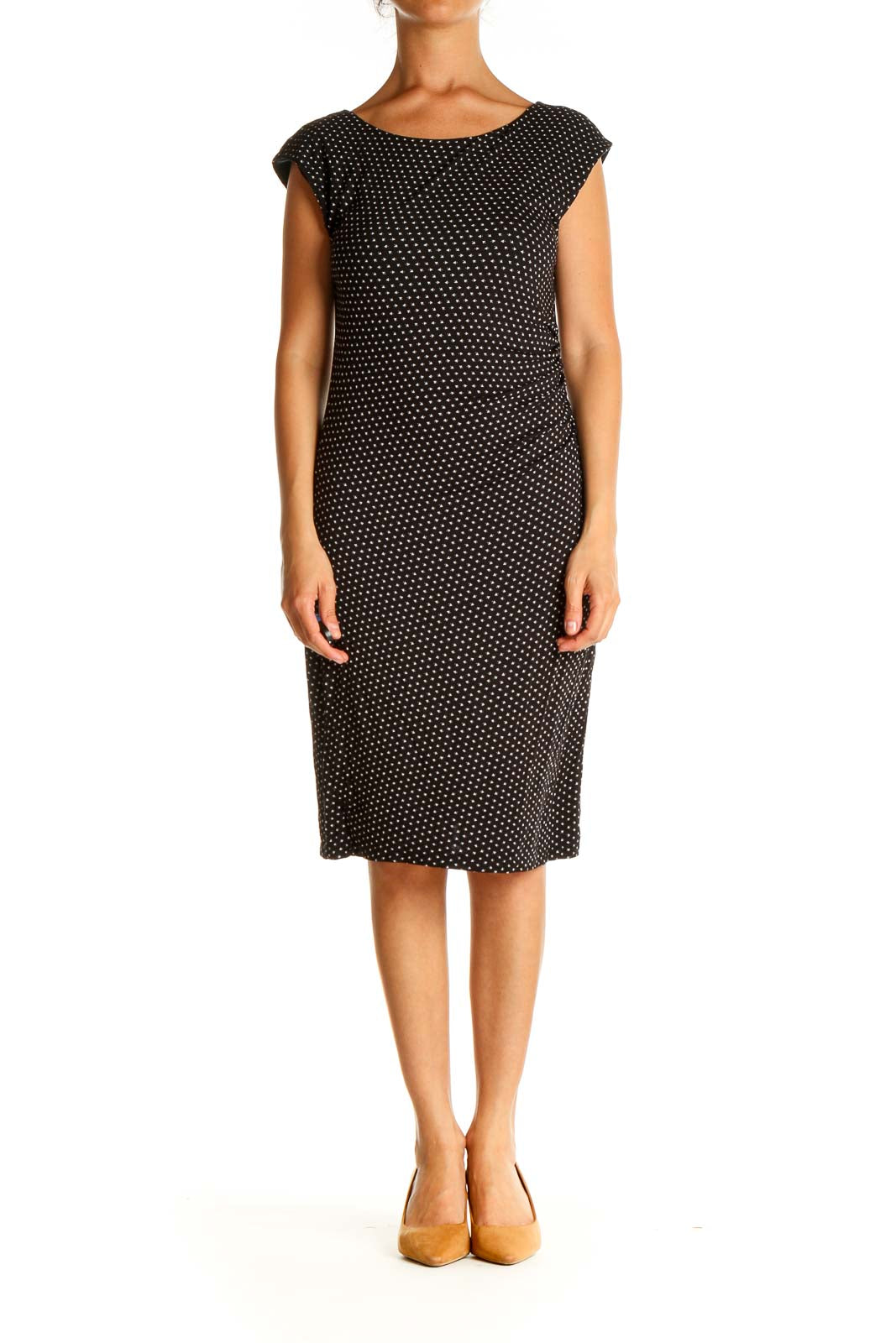 Black Polka Dot Work Sheath Dress