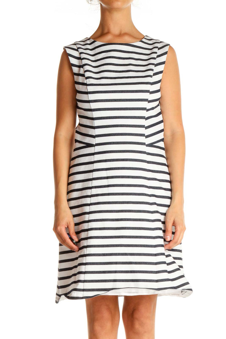 White Striped Day Sheath Dress