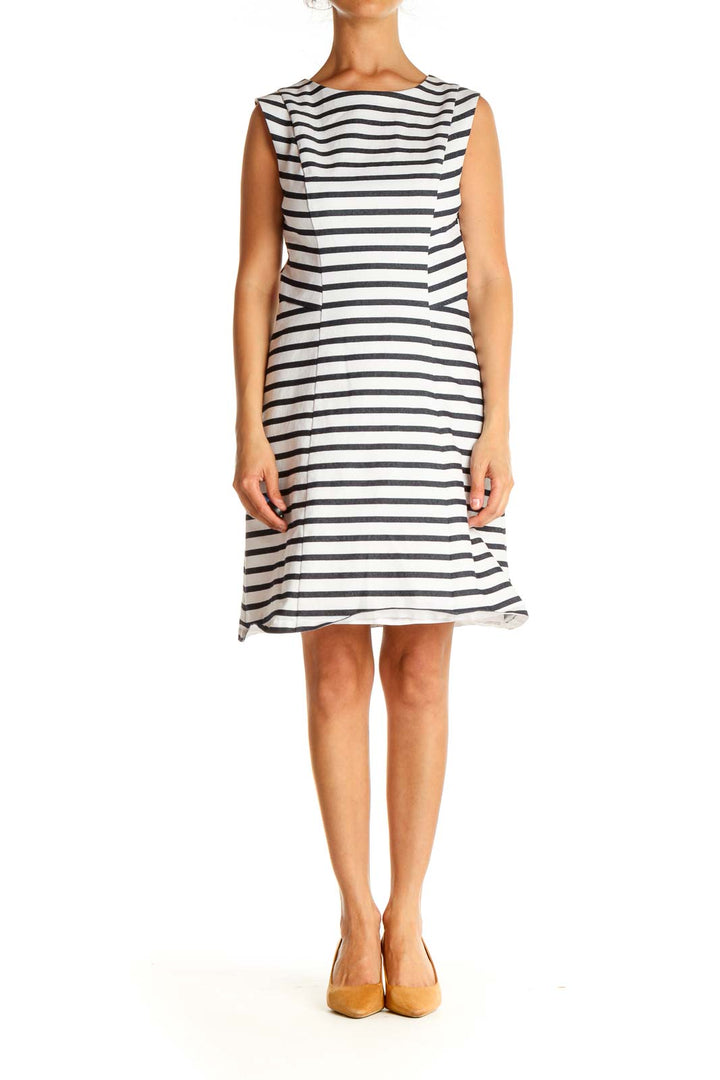 White Striped Day Sheath Dress