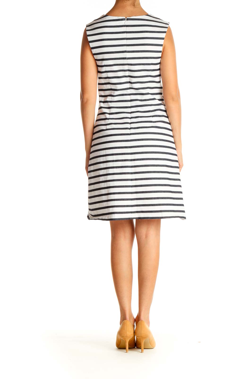 White Striped Day Sheath Dress