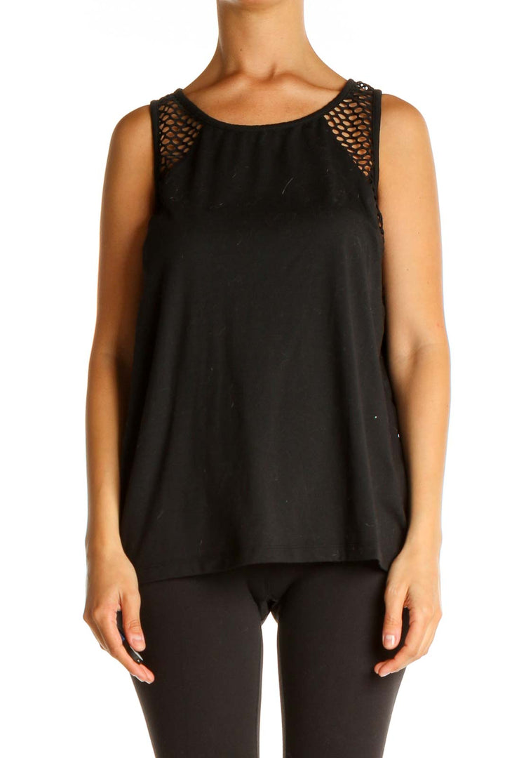 Black Solid Activewear Tank Top