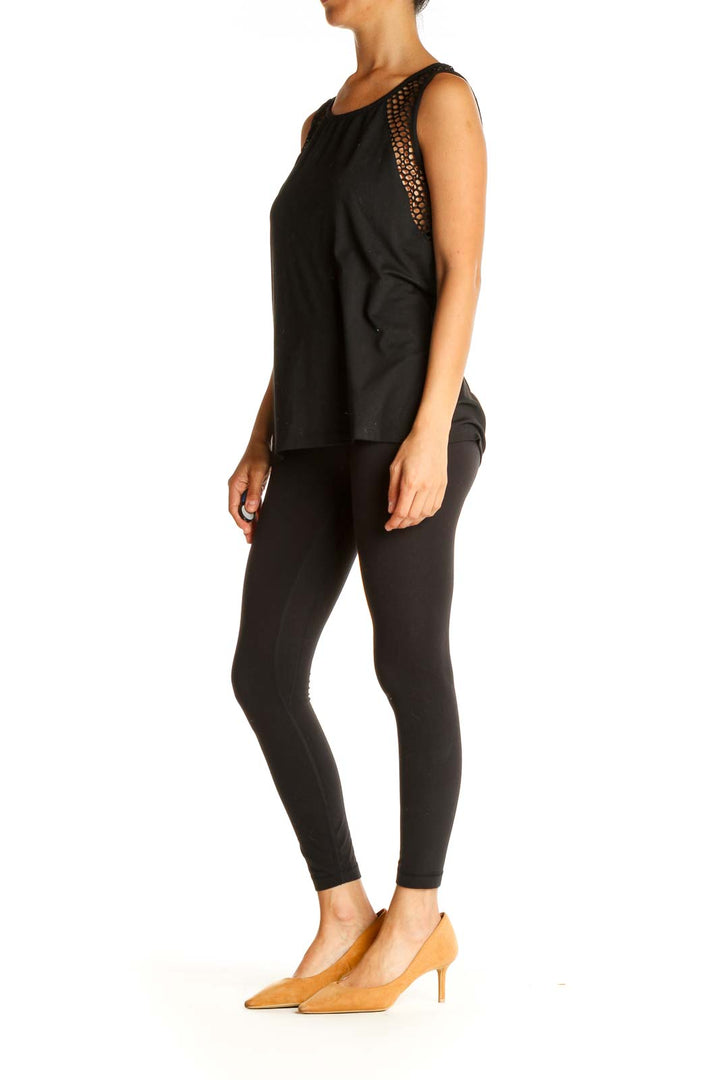 Black Solid Activewear Tank Top