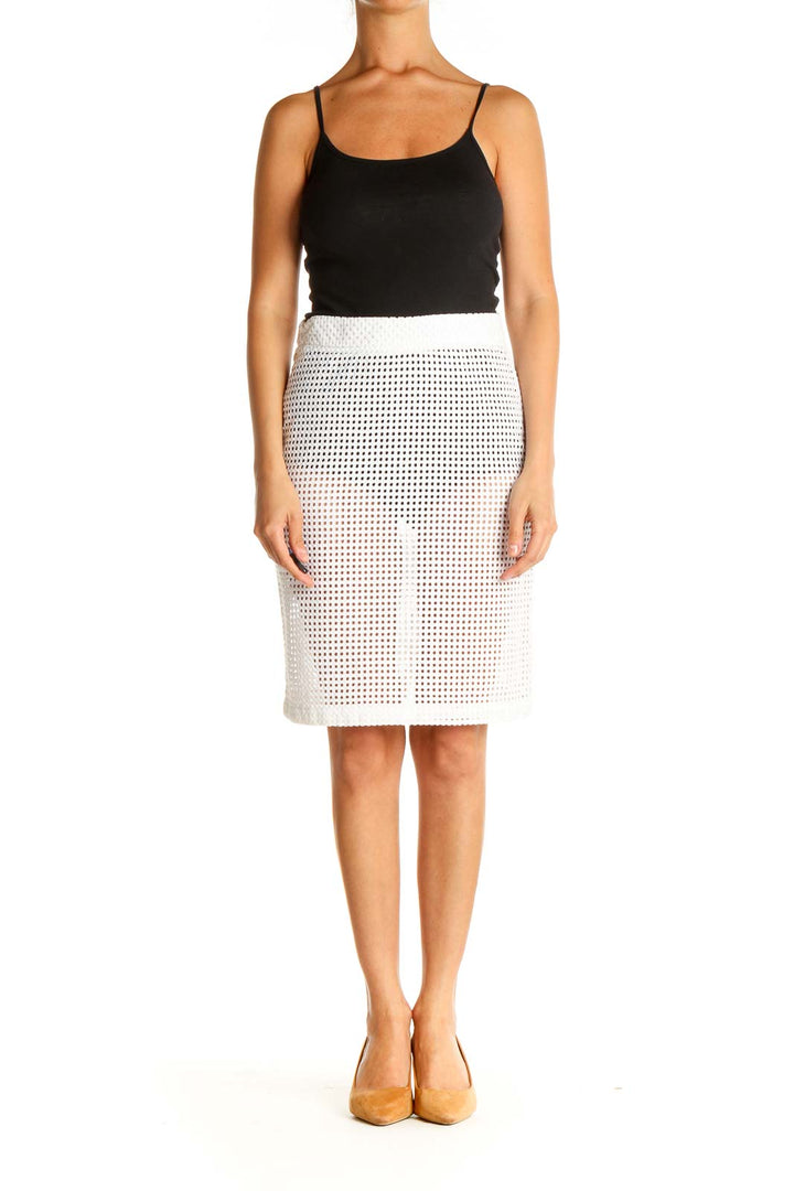 White Textured Mesh Skirt