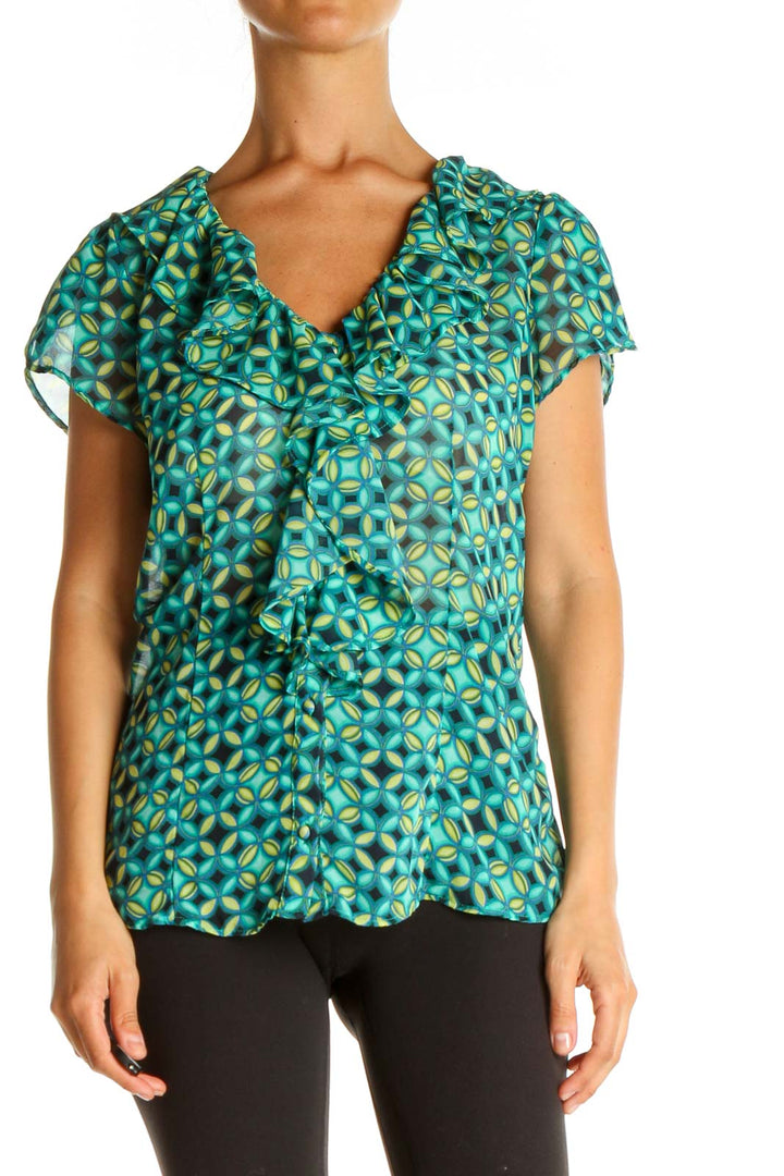 Blue Geometric Print All Day Wear Blouse