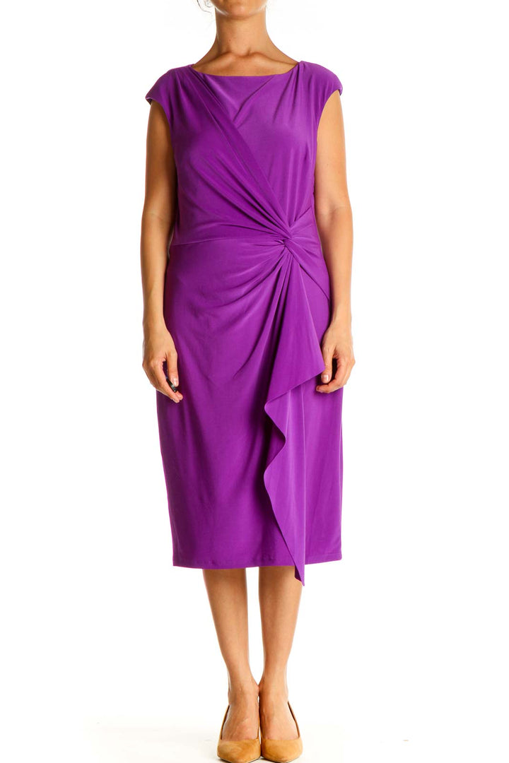 Purple Solid Cocktail Sheath Dress