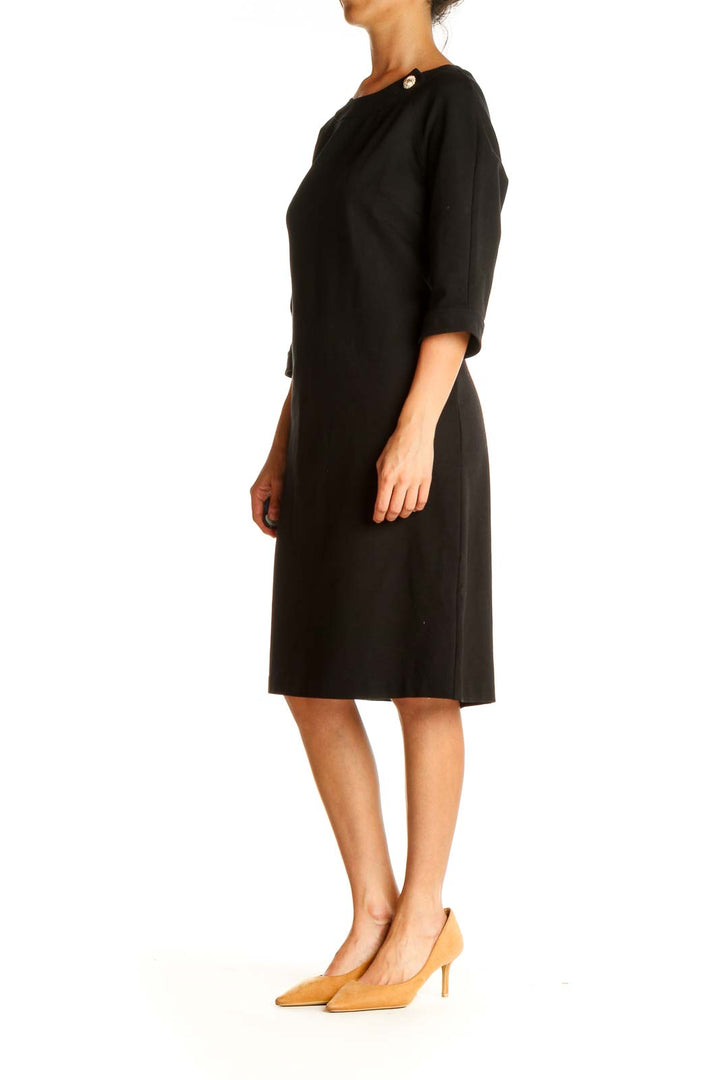 Black Solid Work Shift Dress