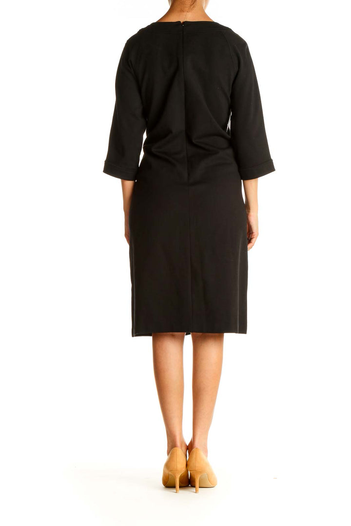 Black Solid Work Shift Dress