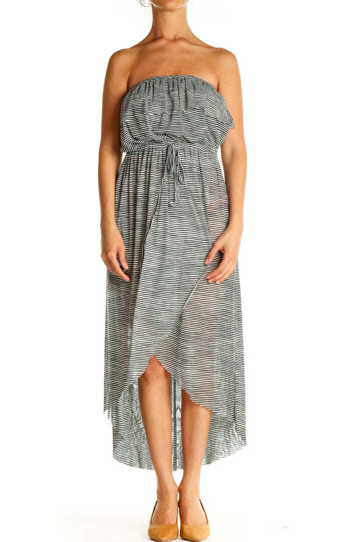 Gray Strapless Fit & Flare Dress